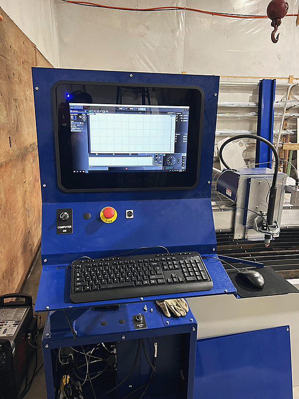 The CNC plasma table’s control station