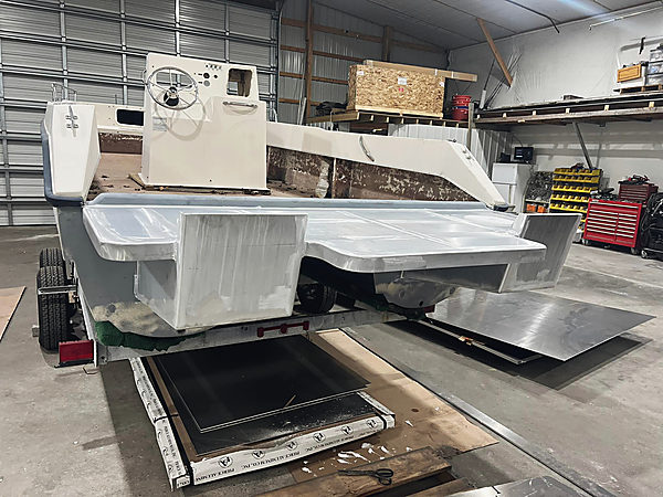 A center console in the shop