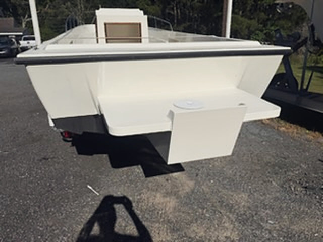 The bracket and platform across the Whaler’s stern